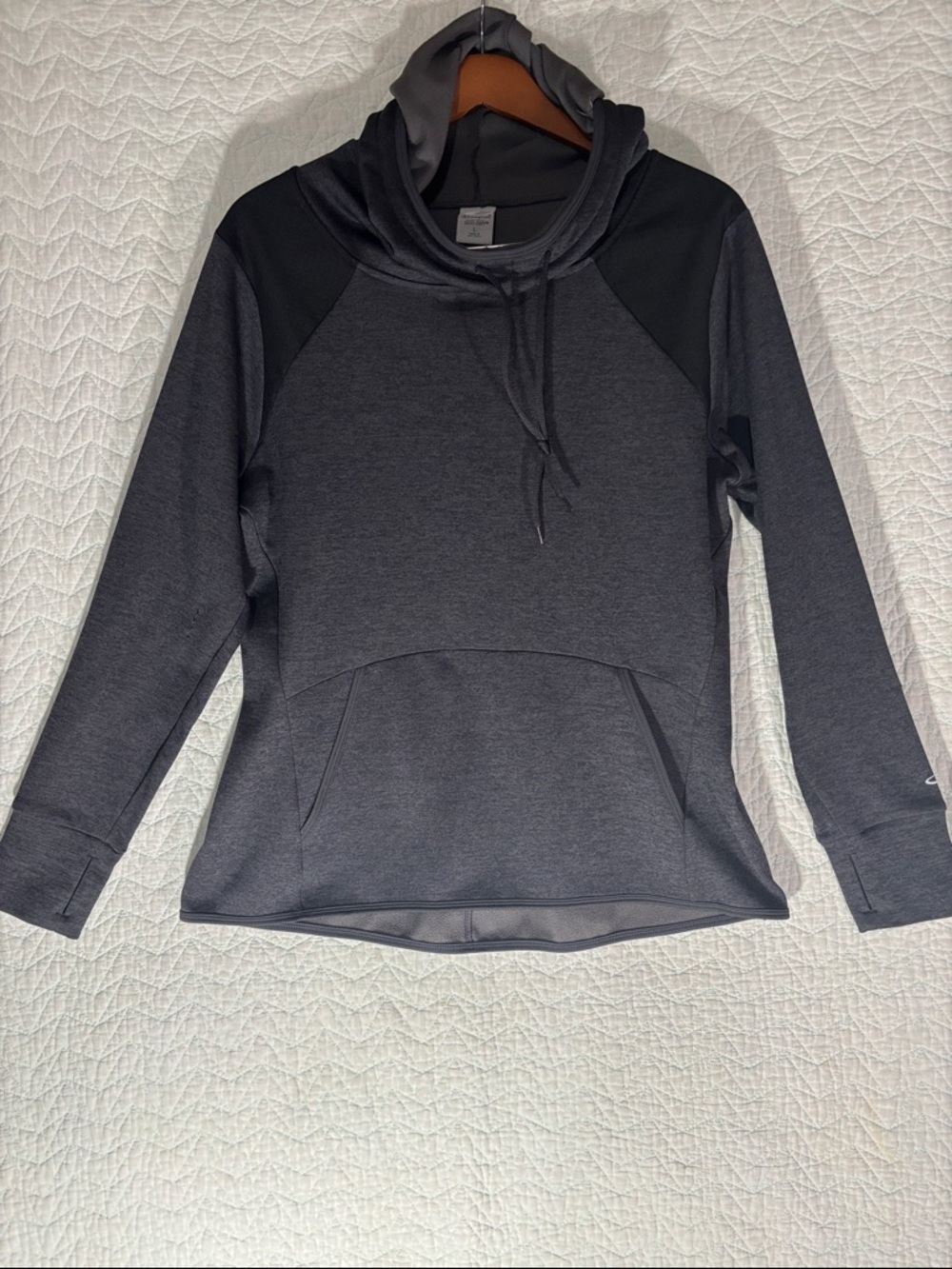 Champion Women's Dark Gray and Black Pullover Hoodie